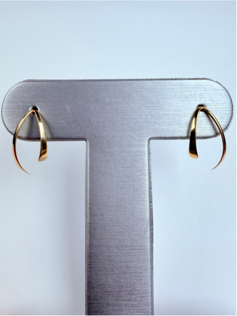 14K Solid Yellow Gold Nabco Lana Arc Wishbone Sleek Minimalistic Stud Earrings